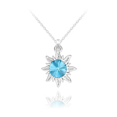 Silver Sun Geniune Aquamarine Pendant Necklace