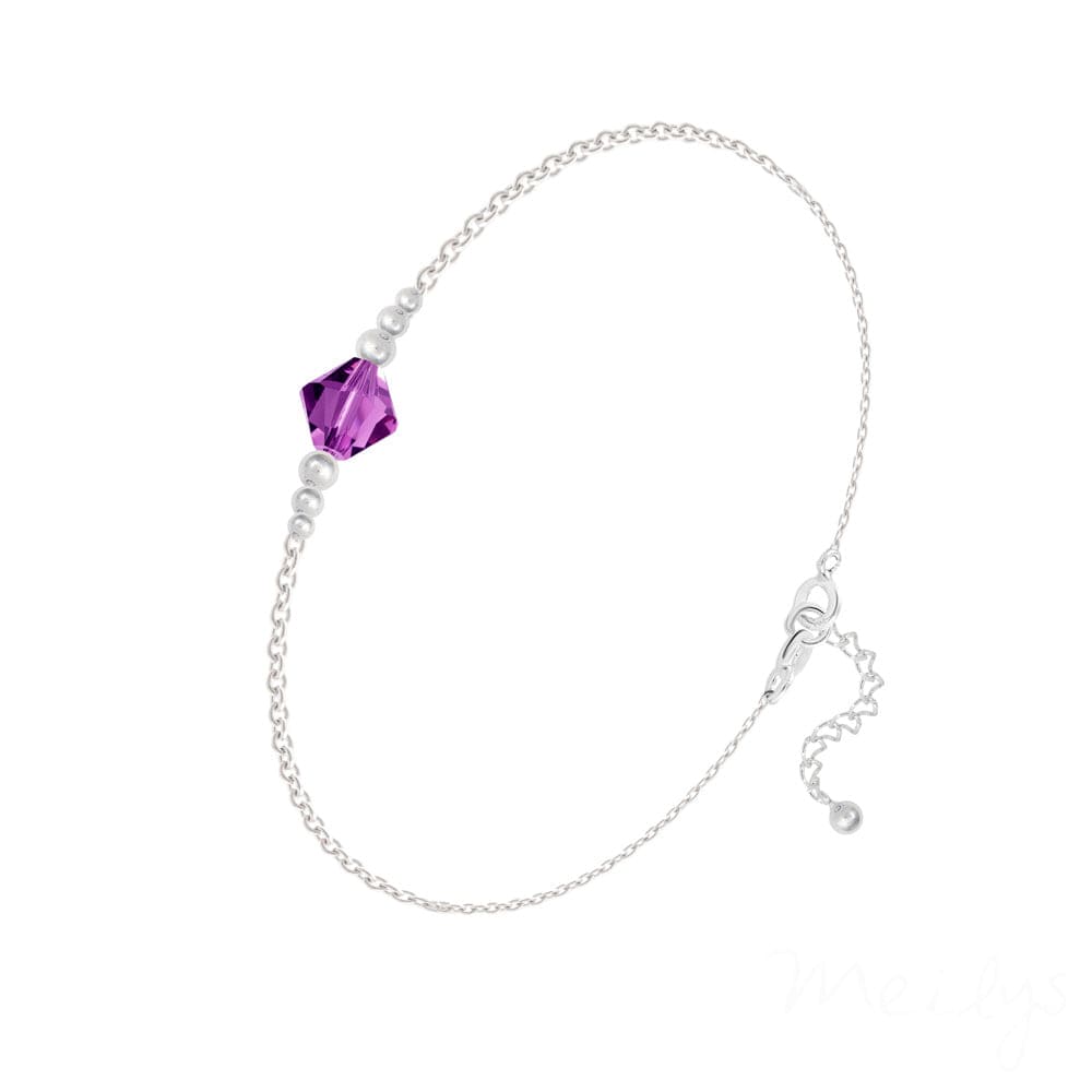 Silver Geniune Amethyst Fine Bracelet