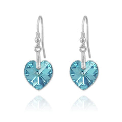 Silver Aquamarine Heart Earrings