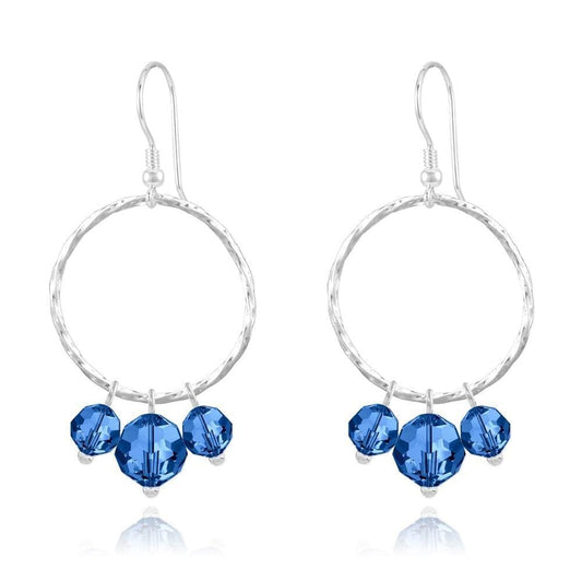 Silver Blue  Earrings with Swarovski Crystal