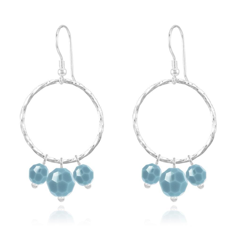 Silver Turquoise Earrings with Swarovski Crystal