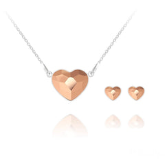 Silver Rose Gold Heart Fine Jewellery Set