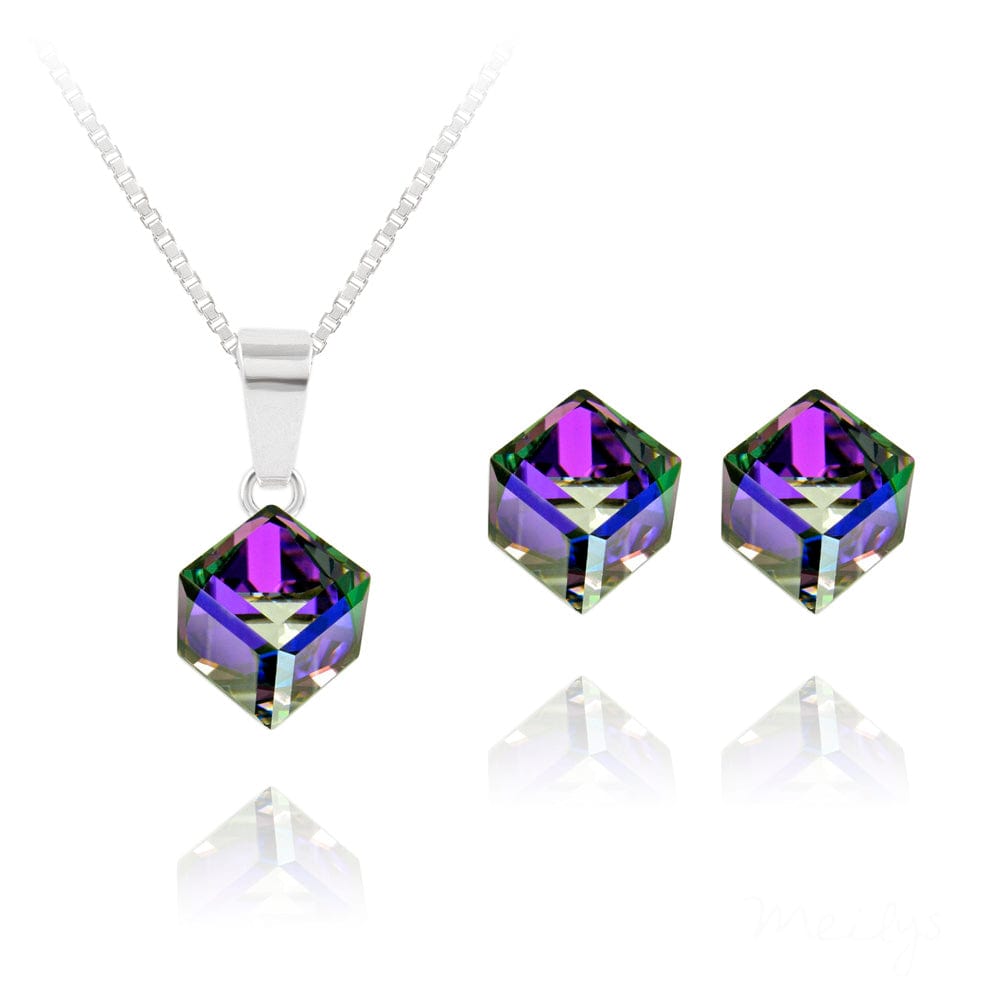 Silver Cube Fine Silver Jewelry Set