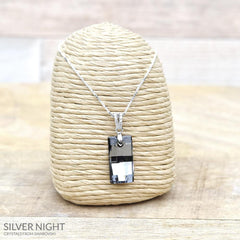 Silver Rectangular Necklace With Swarovski Crystal