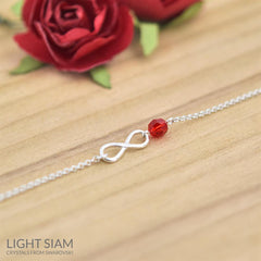 Silver Infinity Siam Bracelet made with Swarovski Crystal