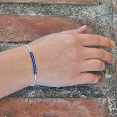Sterling Silver Sapphire Blue Crystal Stretch Bracelet