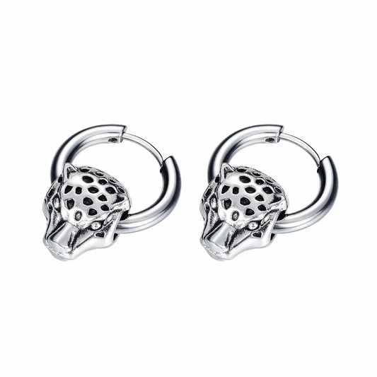 Stainles Steel Leopard Head Stud Earrings for Men