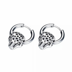 Stainles Steel Leopard Head Stud Earrings for Men
