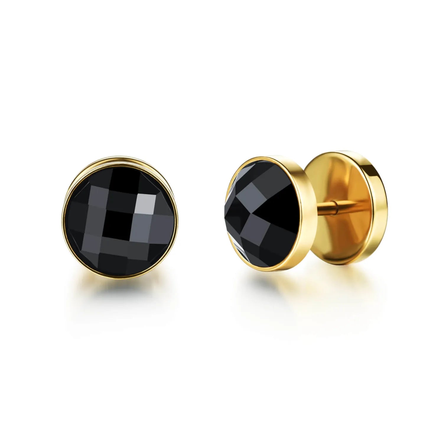 Mens Dumbbell Gold Earrings