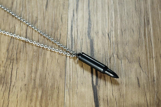 Stainless Steel Black Bullet Necklace for Ashes
