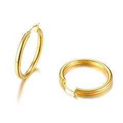 Stainless Steel Simple Hoop Earrings For Ladies