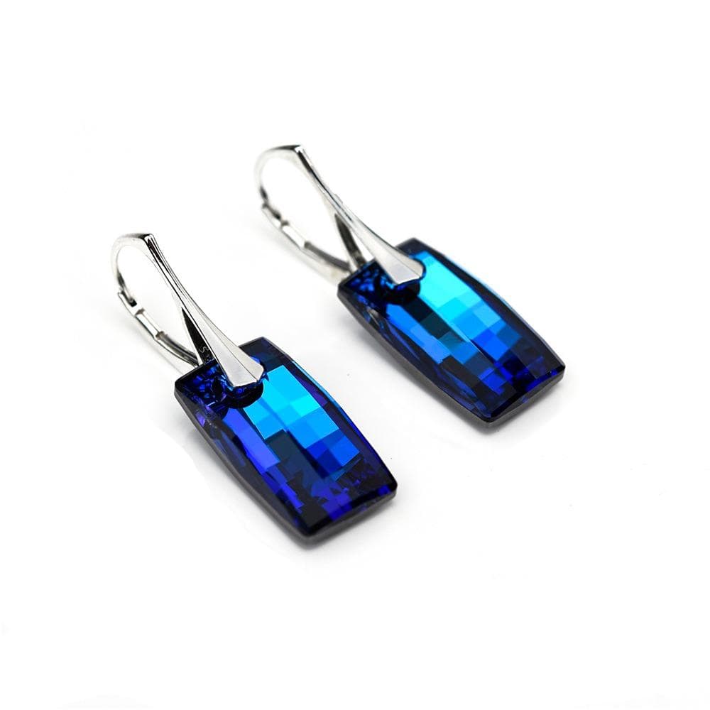 Leverback Blue Silver Earrings