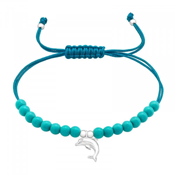 Silver Dolphin Adjustable Cubic Zirconia Bracelet