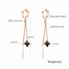 Steel Rose Gold Long Tassel Earrings