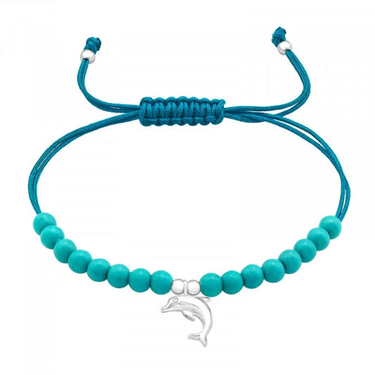 Silver Dolphin Adjustable Cubic Zirconia Bracelet