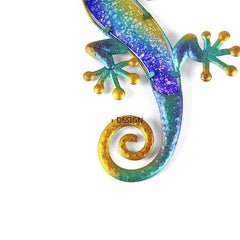 Multi-coloured Gecko Metal Wall Art