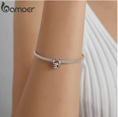 Sterling Silver Cat Charm for Bracelet