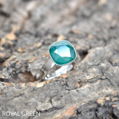 Sterling Silver Royal Green Crystal Ring