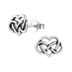 Silver Celtic Heart Stud Earrings