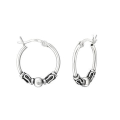 Silver 17mm Bali Hoops