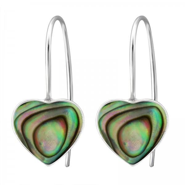 Silver Abalone Heart Earrings