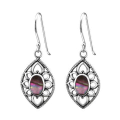 Silver Marquise Abalone Pink Earrings