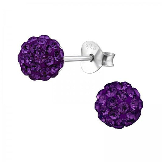 Silver Crystal Ball Stud Earrings