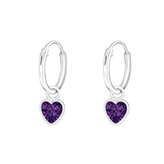 Silver Hanging Heart Hoop Earrings for Girls