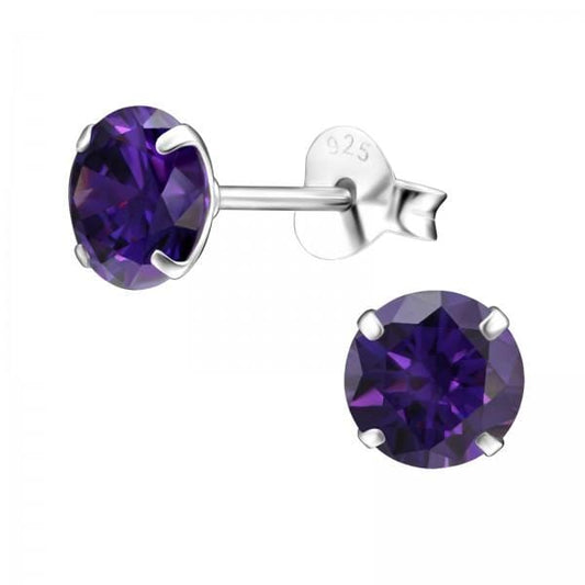 Silver Birthstone Stud Earrings