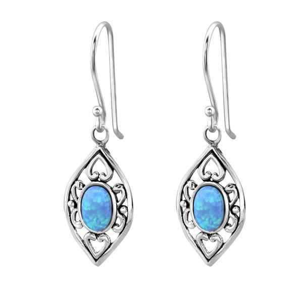 Silver Azure Opal Marquise Earrings