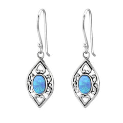 Silver Azure Opal Marquise Earrings