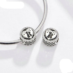 Silver Cat Couples Love Heart Charm