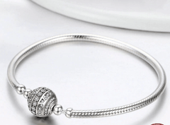 Sterling Silver Round Clasp Snake Chain Bracelet