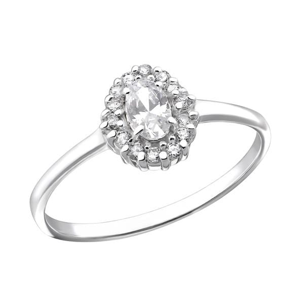 Silver Oval Halo Ring