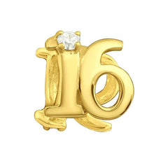 Silver "16" Charm Bead