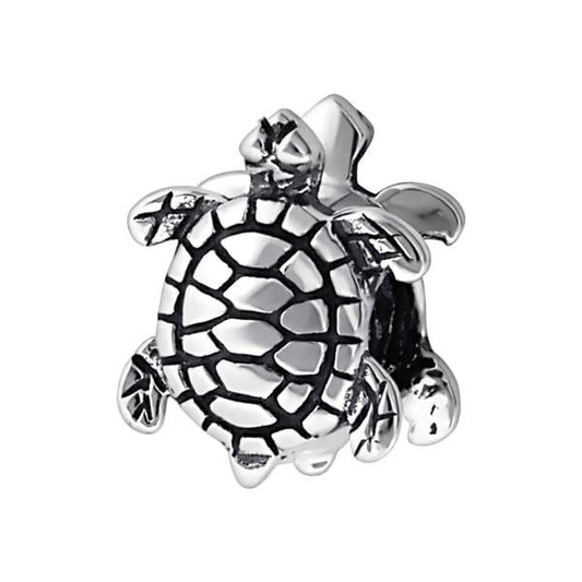 Silver Turtle Charm Bead