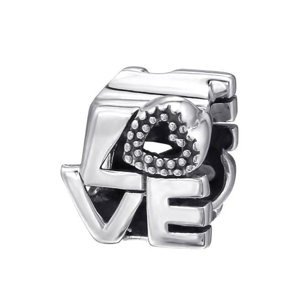 Silver Love Heart Charm Bead