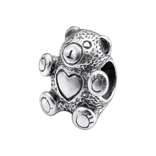 Silver Bear Charm Bead