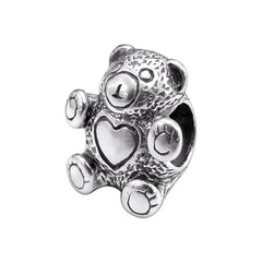 Silver Bear Charm Bead