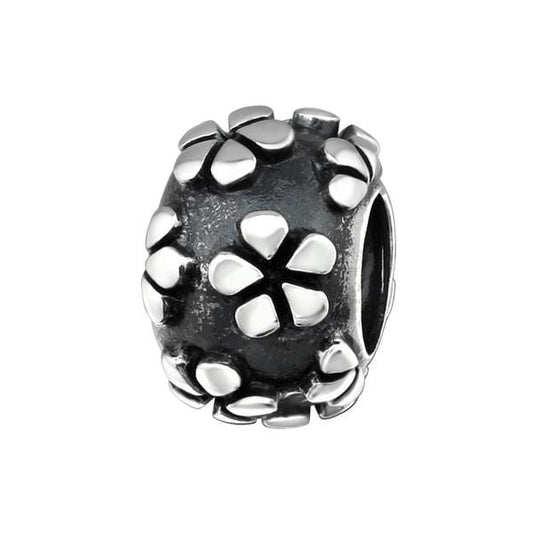 Silver Flower Charm Bead
