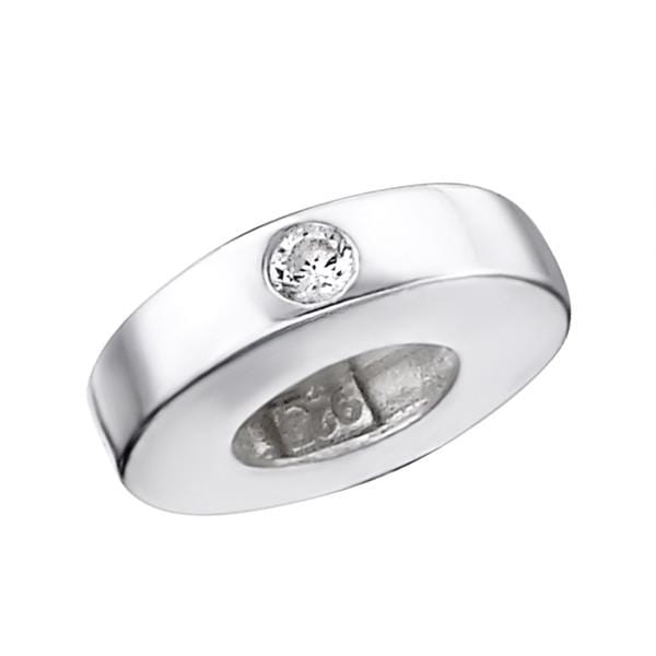 Silver bead with cubic zirconia