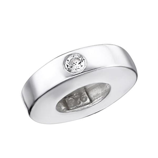 Silver bead with cubic zirconia