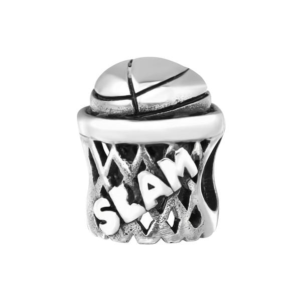 Silver Basketball Net Charm Bead