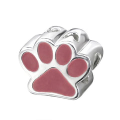 Silver Dog Footprint Charm Bead