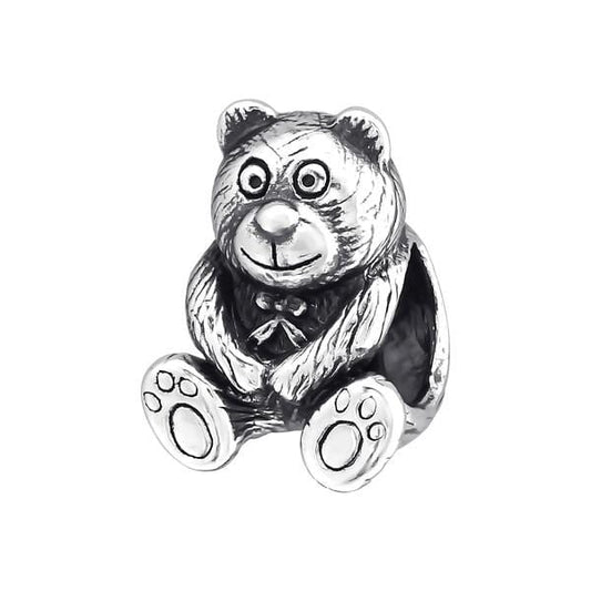 Silver Bear Charm Bead