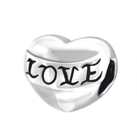 Silver Heart Love Charm Bead