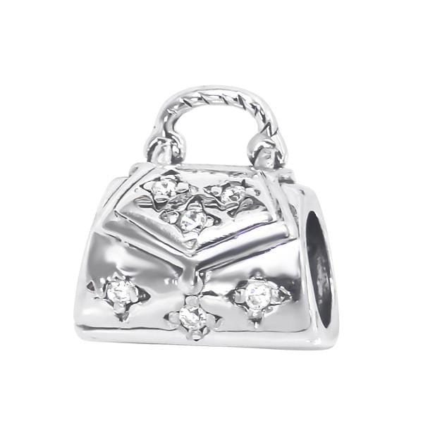 Silver Shopping Bag Charm Bead