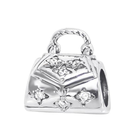 Silver Shopping Bag Charm Bead