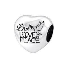 Silver Heart Love Charm Bead