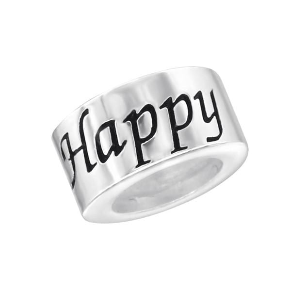 Silver Happy Charm Bead